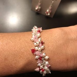 Handmade pearl heart stone shaker bracelet set